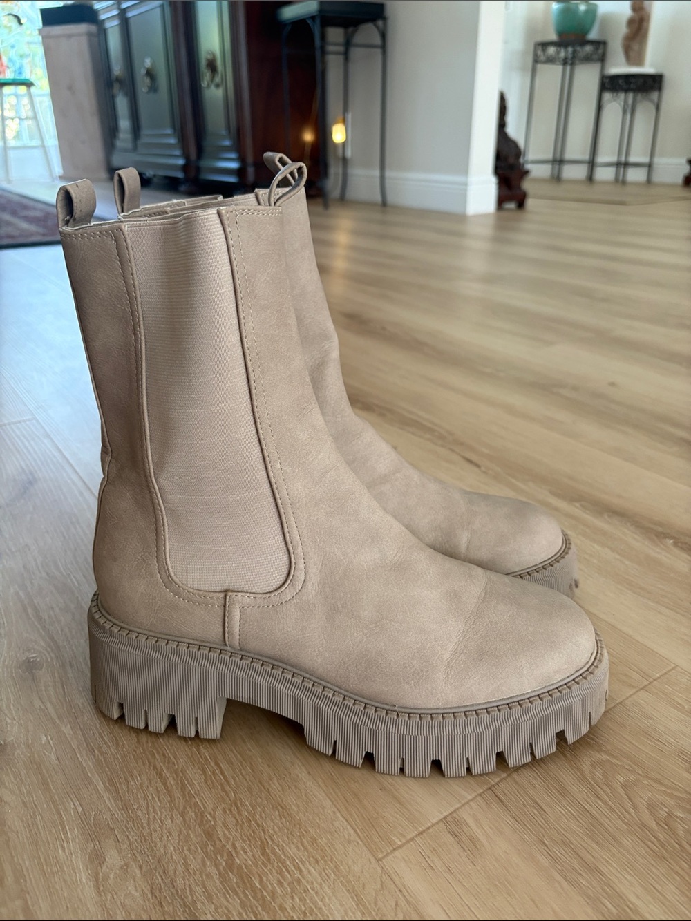 Dolce Vita Taupe Chelsea Lug Sole Ankle Boots